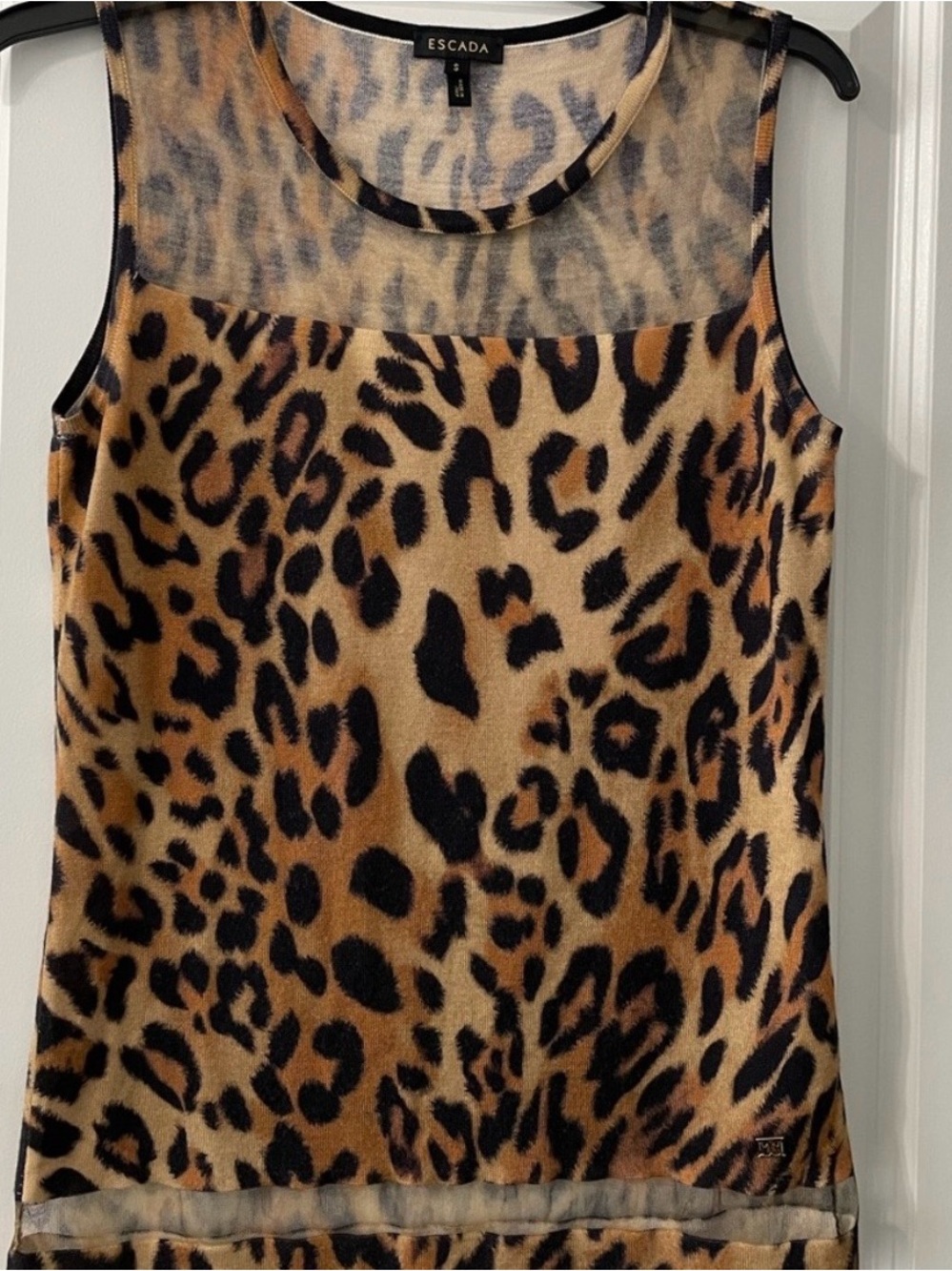 Escada cheetah print tank wool and silk blend